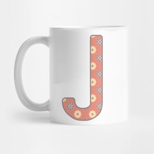 MONOGRAM LETTER J PINK FLORAL TYPOGRAPHY DESIGN Mug